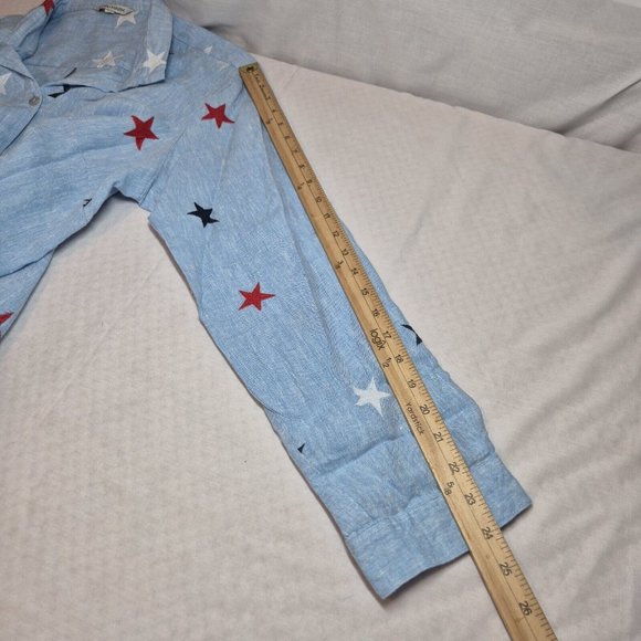 John Mark Women's Size 2X Linen Shirt Top 4th of July Star Embroidered Blue (42) - Picture 6 of 13